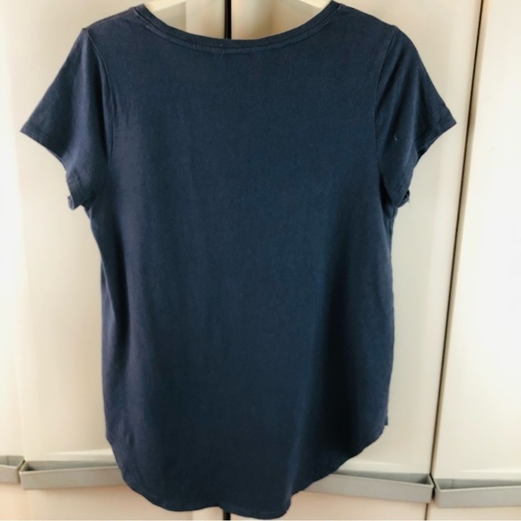 LC Lauren Condrad dark blue rainbow 🌈 short sleeve womens shirt size Medium - Picture 5 of 5